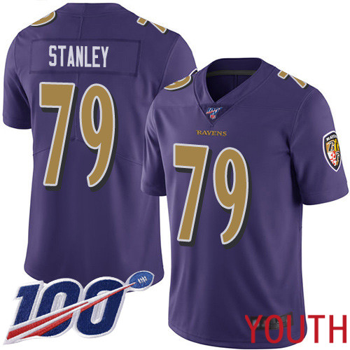 Baltimore Ravens Limited Purple Youth Ronnie Stanley Jersey NFL Football 79 100th Season Rush Vapor Untouchable